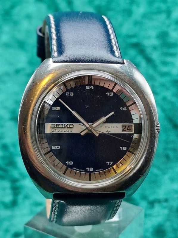 Seiko Orologi: Wunderschöne vintage SEIKO DIAMATIC ref.7005-6000 Blue Dial – Usato da Bassersdorf venduto da antik_leo