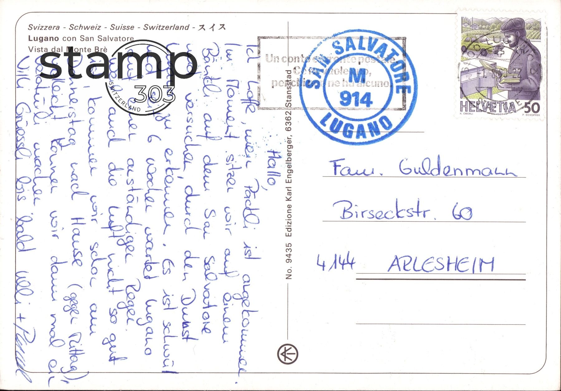 Cartoline postali: 1990 AK Lugano con San Salvatore – Usato da Eggersriet venduto da stamp303 1