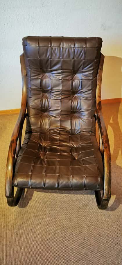 Strässle Poltrone: Vintage Schaukelstuhl von Strässle 70er Leder Patchwork – Usato da Henggart venduto da hen_9f22