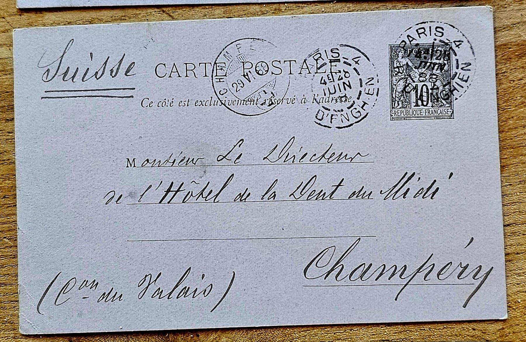 Tutti i francobolli: FRANCE entier postal PARIS - CHAMPERY, 1888 – Usato da Les Valettes venduto da Nuba1