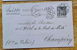 FRANCE entier postal PARIS - CHAMPERY, 1888