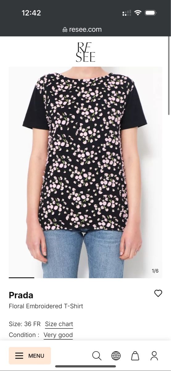 Prada Top: Prada blue floral embroidered tshirt (S) – Usato da St. Niklausen LU venduto da lau_259n 4