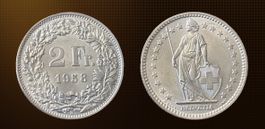 Pièce 2 Francs Suisse 1958 Helvetia Argent