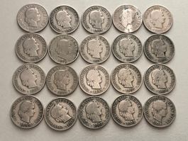 Lot mit 20 Stk. 5 Rp. 1880-1903 nicht kompl. keine Doppelten