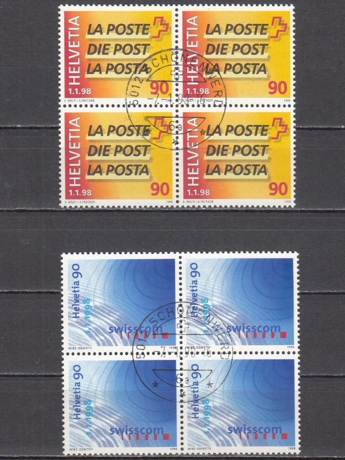 Alle Briefmarken: SBK 937 - 938 im 4er-Block mit ET Schönenwerd – Gebraucht aus Bürglen TG von StampGraf
