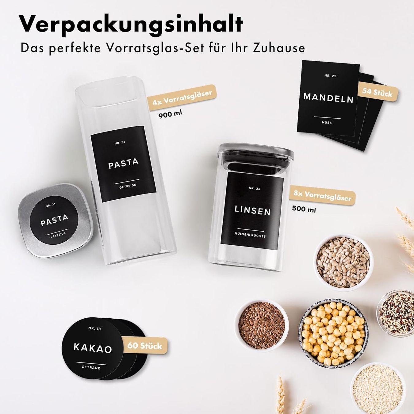 Bicchieri: Vorratsgläser Set mit Edelstahl Deckeln – Nuovo e nell'imballaggio originale da St. Gallen venduto da sch_zsz7 6
