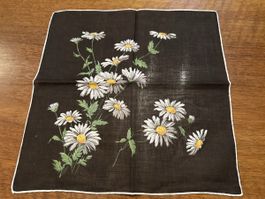 Stofftaschentuch dunkel mit Margeriten Motiv gebraucht