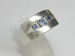 Ring massiv Silber 925  Schmucksteine blau / Gr. 58