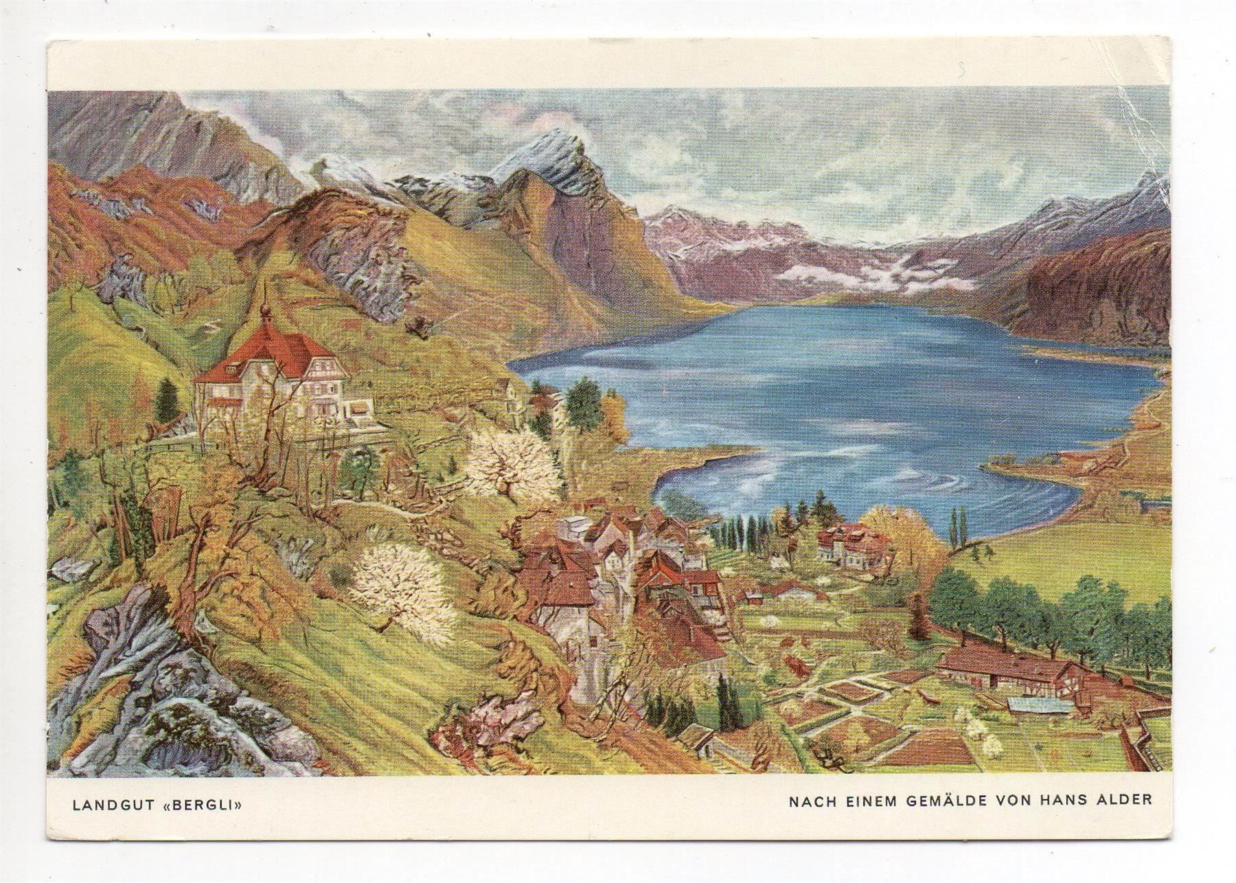 Cartoline postali: Litho WEESEN Landgut Bergli – Usato da Jona venduto da philajona