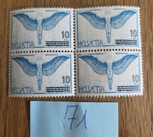 Flugpost Briefmarken Helvetia 10 Rappen 4er Block Postfrisch