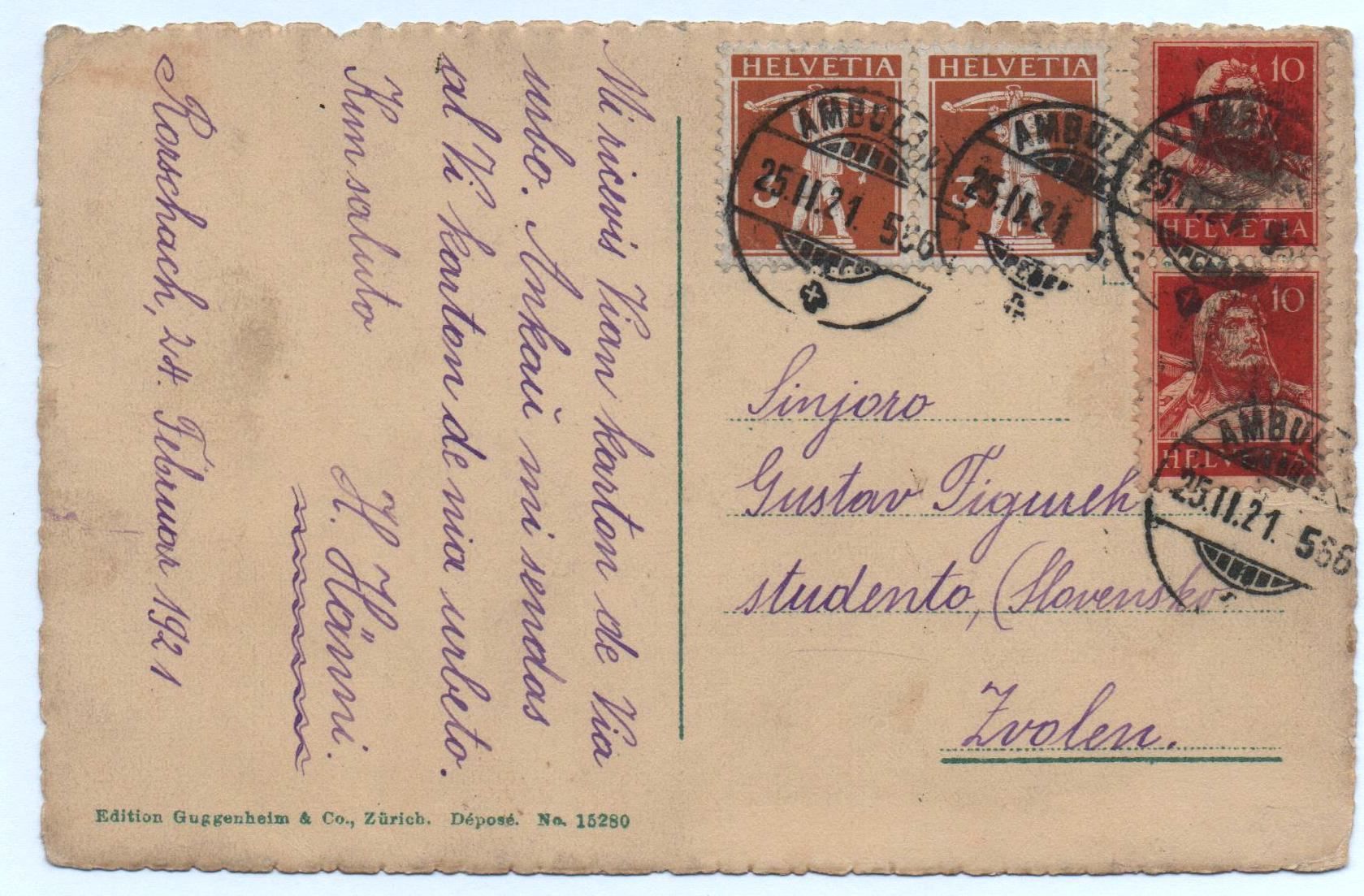 Cartoline postali: RORSCHACH No. 15280 – Usato da Jona venduto da philajona 1