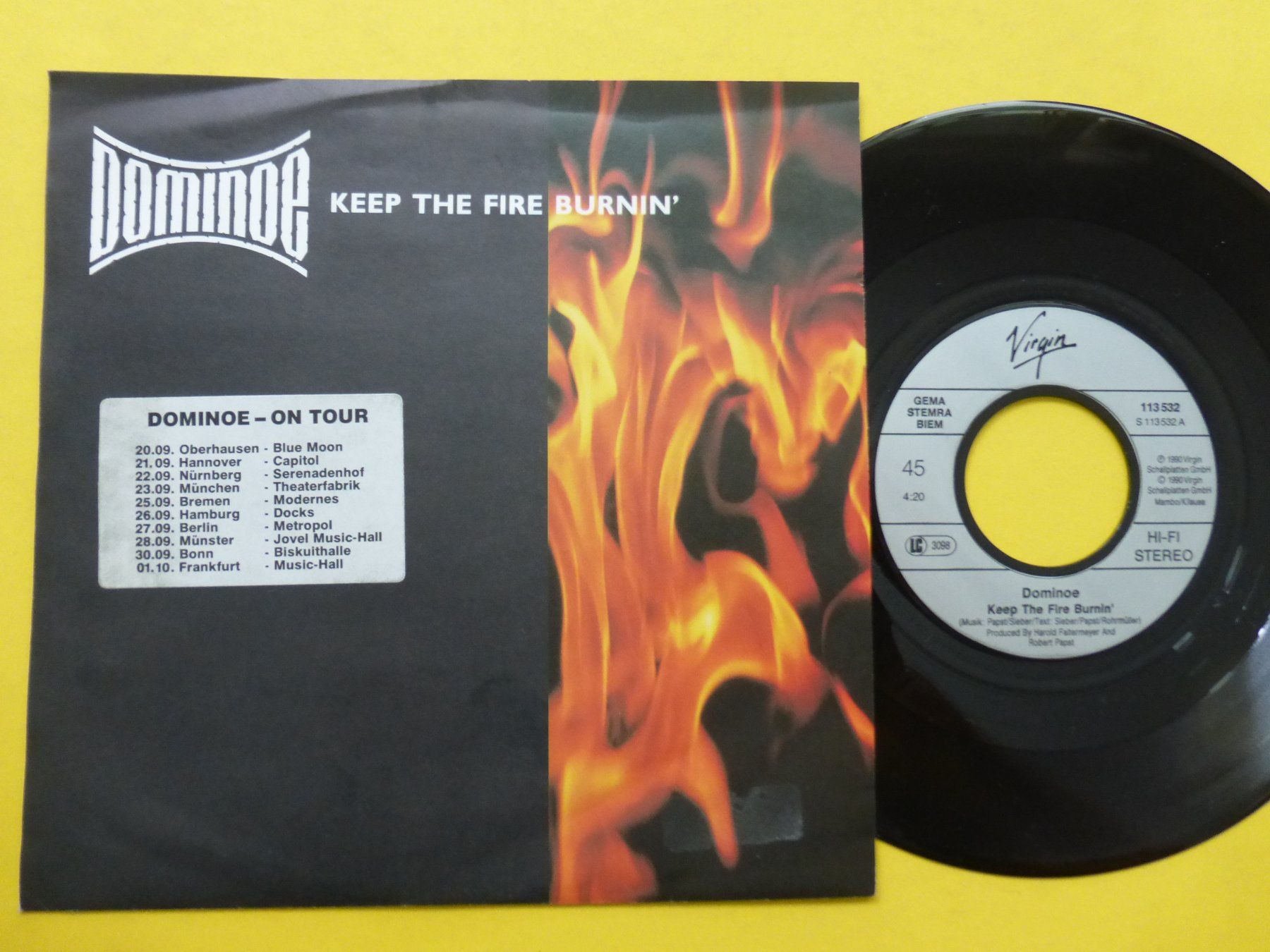 Schallplatten: Dominoe – Keep The Fire Burnin' – Gebraucht aus Zürich von Swiss57