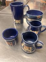 Luzerner Keramik Handarbeit Set 6 Teile blaue Keramik Kuh / 