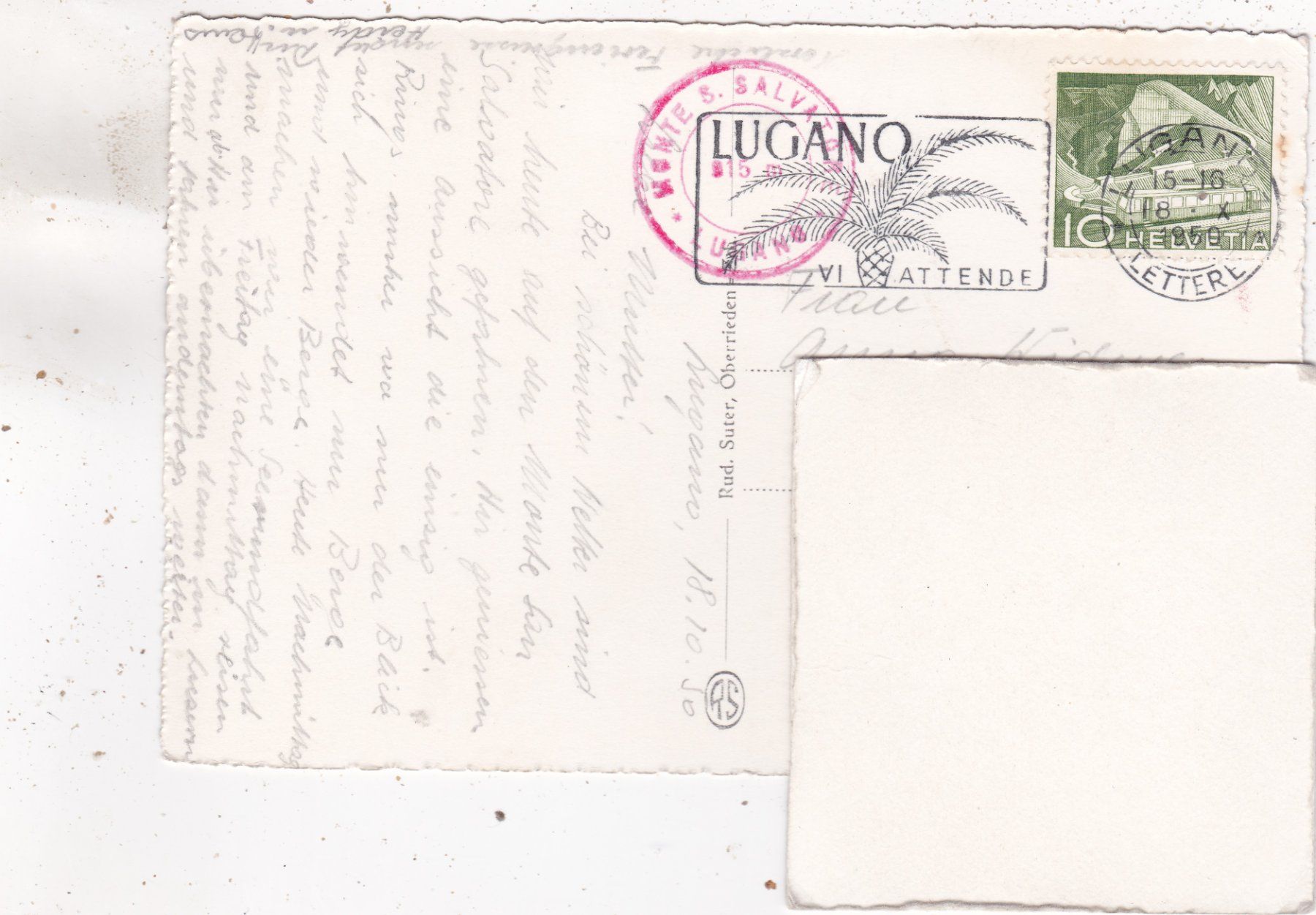 Cartoline postali: Mte San Salvatore e Ponte di Melide 1950 – Usato da Herisau venduto da Lisegrat2008 1