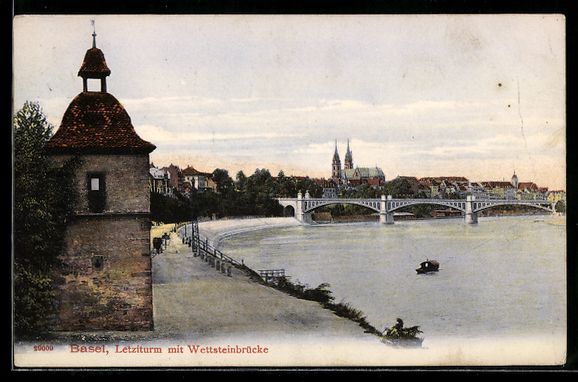 Cartoline postali: AK Basel, Letziturm mit Wettsteinbrücke – Usato da Berlin venduto da bartko-reher