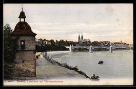 AK Basel, Letziturm mit Wettsteinbrücke