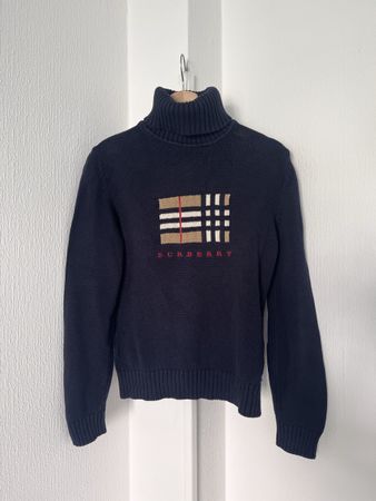 Vintage Burberry Roll Neck Cotton Pullover M