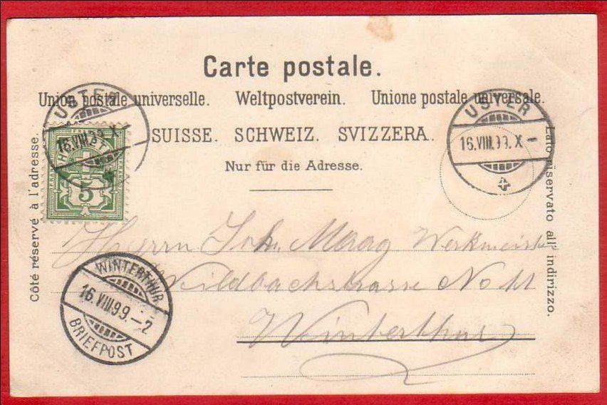 Cartoline postali: USTER LITHO 1899 – Usato da Grüningen venduto da Kartensammler 1