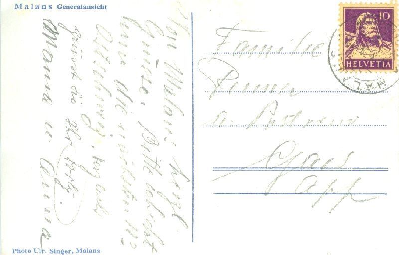 Cartoline postali: Malans - Generalansicht + 1926 – Usato da Emmenbrücke venduto da teestube 1