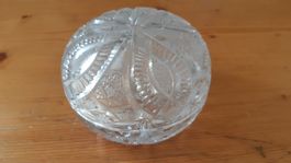 Zuckerglasdose mit Deckel, Kristall 13cm Durchmesser