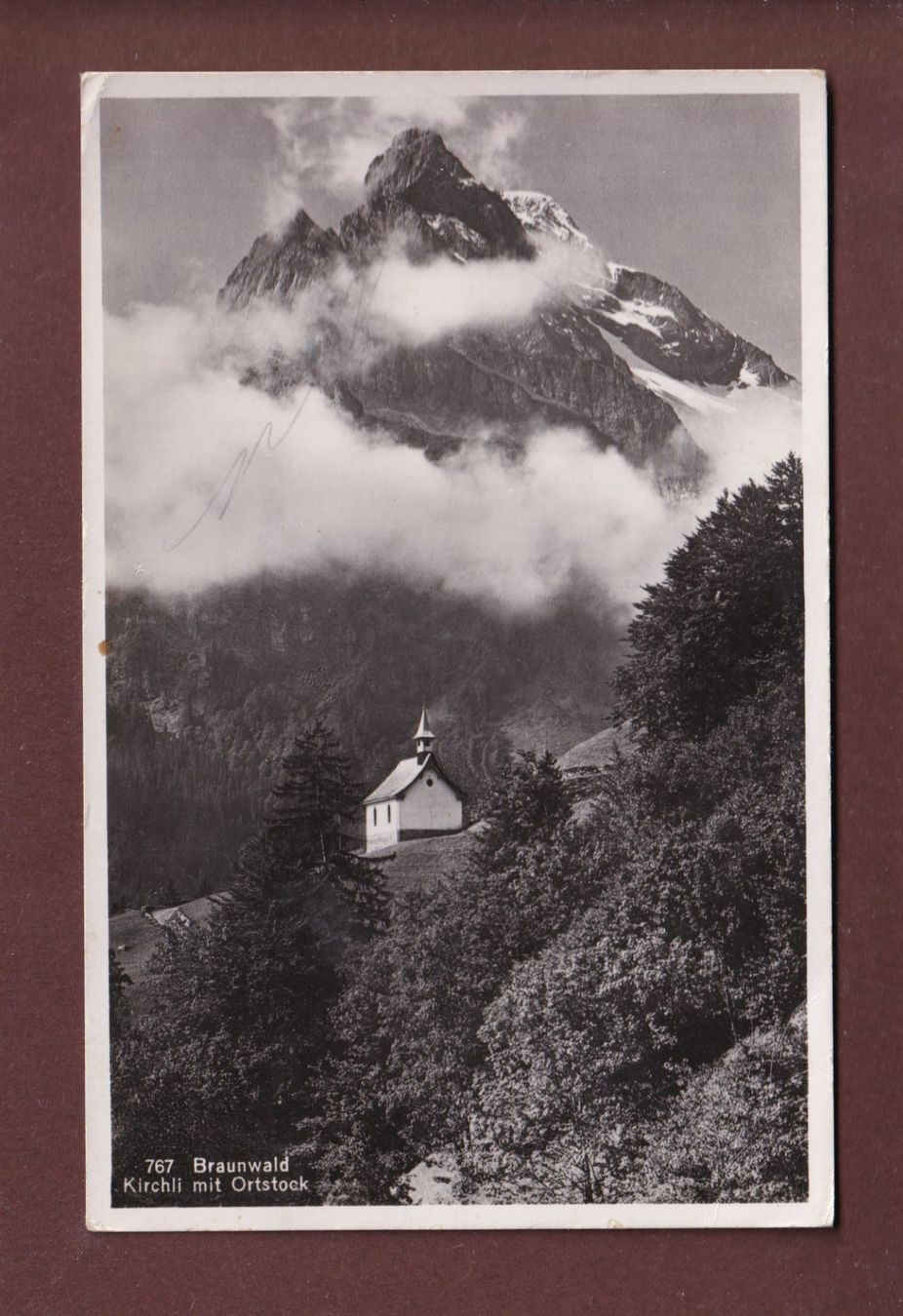 Ansichtskarten: BRAUNWALD - Kirchli - Ortstock - 1943 – Gebraucht aus Pully von nicecards