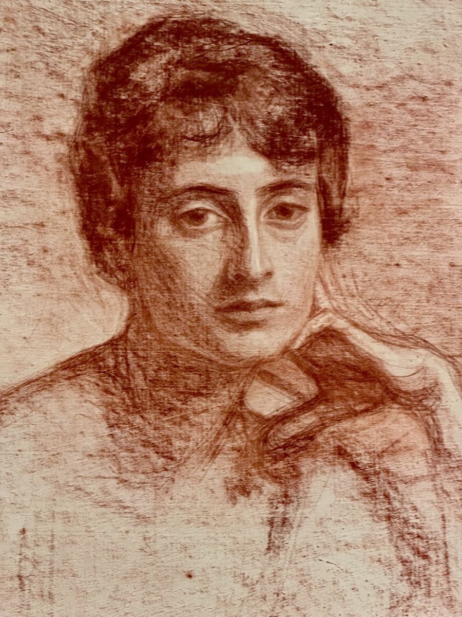 Dipinti: Portrait sanguine, monogramme EM 1918. – Usato da Genève venduto da Tom6 2