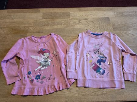 2 Pullover Set 104 rosa mit Fee Blumen Mädchen Skateboard 