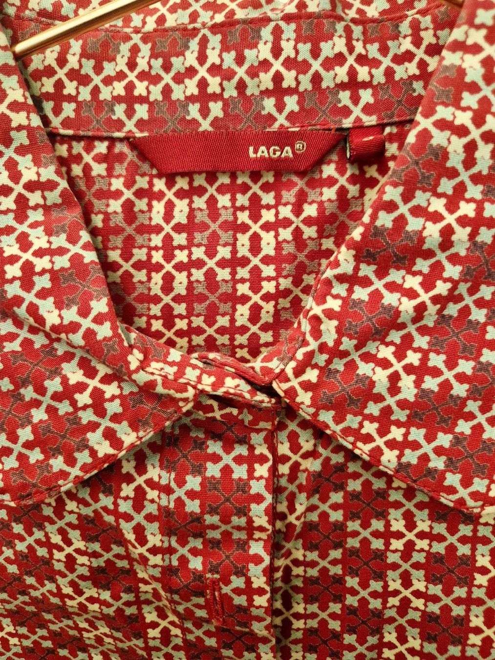 Camicette: LAGA Red Patterned Button-Up Shirt - Size S – Nuovo (secondo la descrizione) da Altendorf venduto da UpcyclingByElena 2