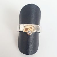 Silberring 925 mit Goldapplikation Zirkonia Gr 17,2 mm