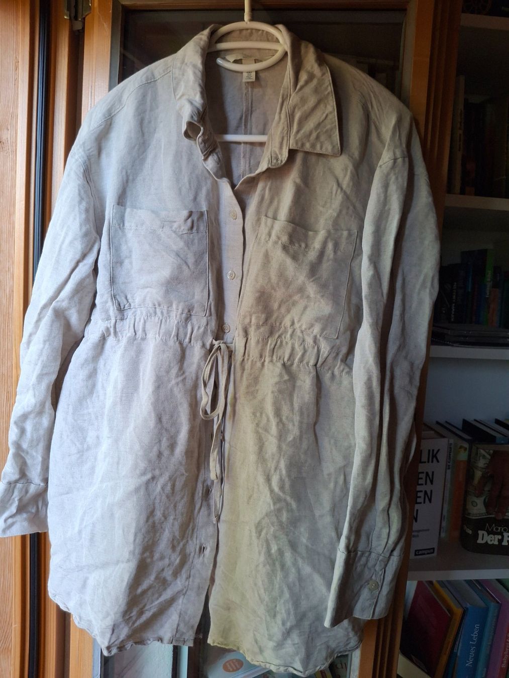 H&M Camicette: Mama Bluse Gr. S, hellbeige, Leinengemisch, H&M Umstandsmode – Usato da Mamishaus venduto da Salima