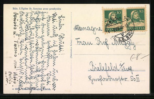 Cartoline postali: Basel, St. Antoniuskirche mit Pfarrhaus – Usato da Berlin venduto da bartko-reher 1