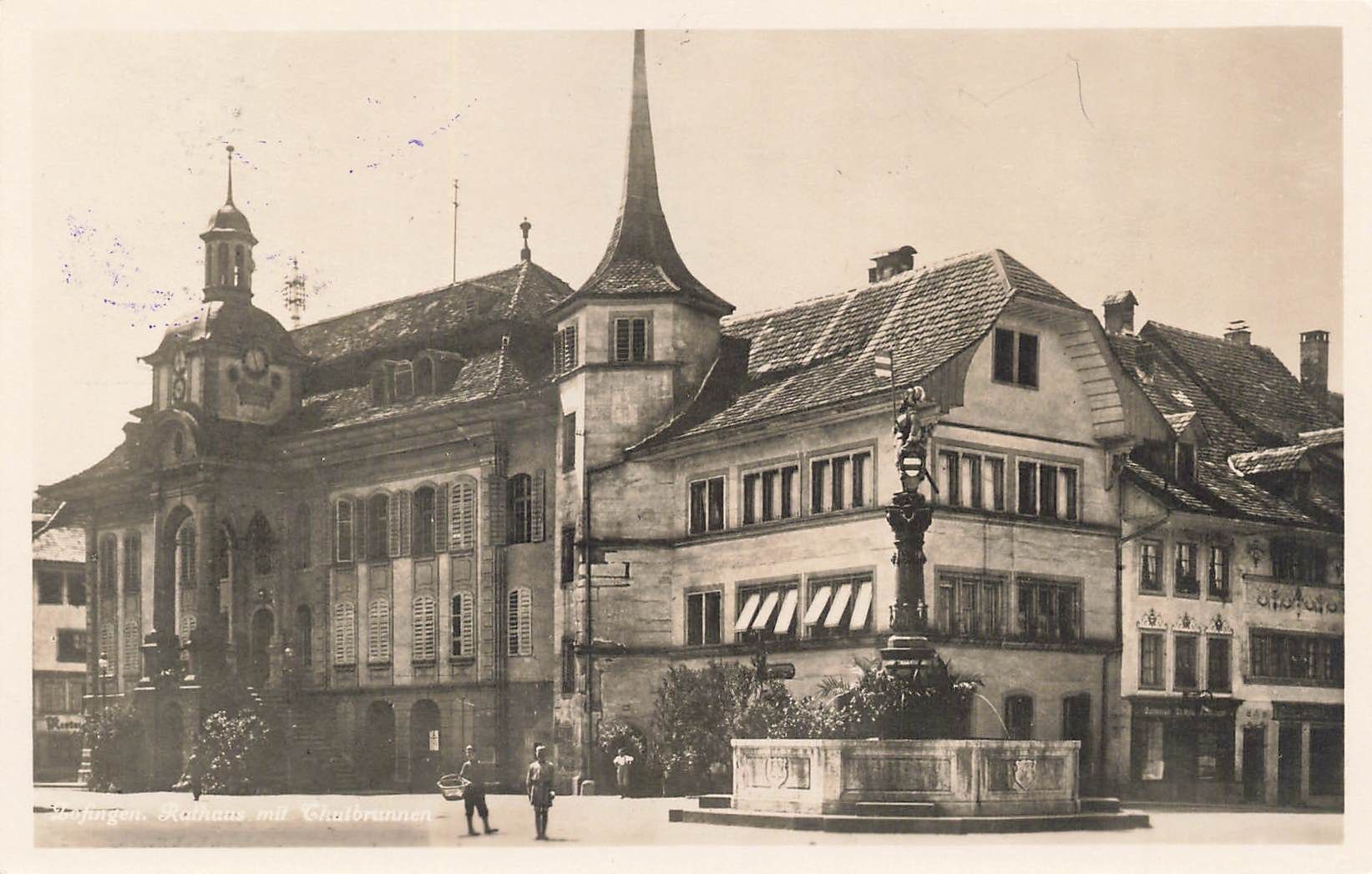 Ansichtskarten: Zofingen Rathaus mit thutbrunnen – Gebraucht aus Biasca von Blenio71