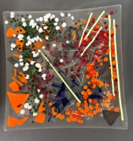 Handgefertigte Fused Glass Kunstschale – Abstraktes Design