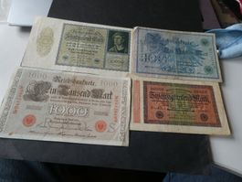 Dt. Reich, 4 alte Reichsbanknoten