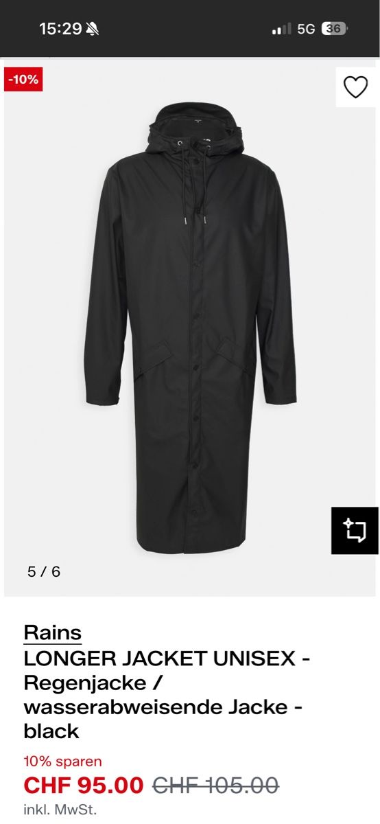 Rains Giacche: Rains schwarze lange Regenjacke – Usato da Zürich venduto da bananadoll 3