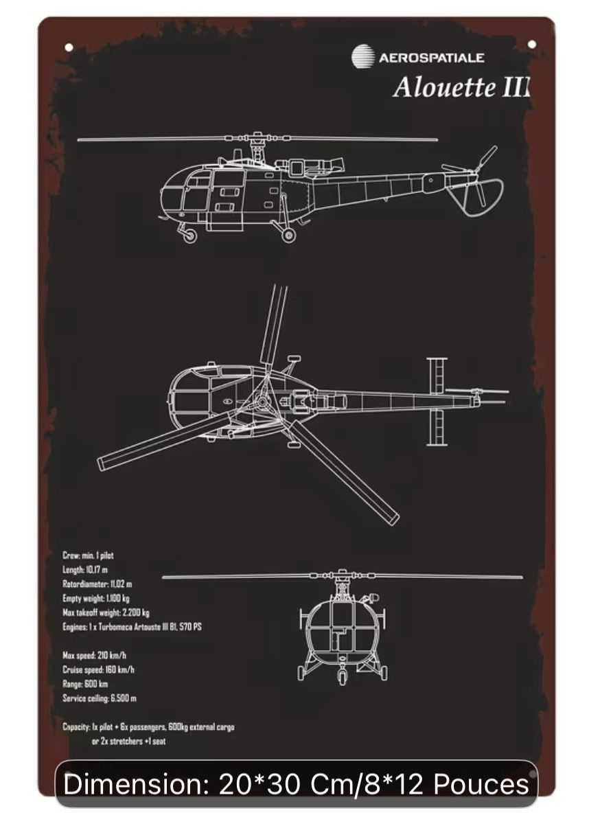 Kit di modellismo & Modellini statici: Tableau en métal Alouette 3 – Nuovo (secondo la descrizione) da romanel-sur-Lausanne venduto da GregaAlouetteIII