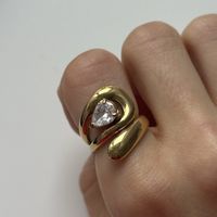 18KGP Goldene Edelstahl Zirkonia Solitär Ring