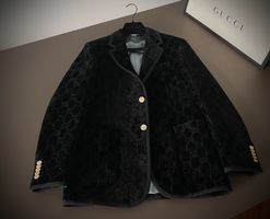 Rare Velvet Gucci Blazer in Midnight Black GG print