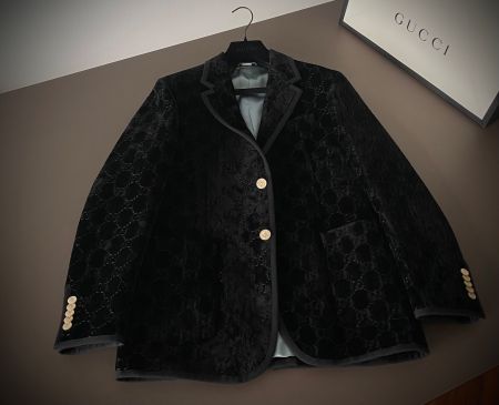 Rare Velvet Gucci Blazer in Midnight Black GG print