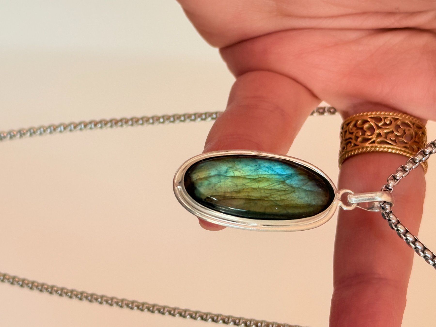 Catenine: Superbe collier Labradorite , neuf! – Nuovo e nell'imballaggio originale da Genève venduto da AGBERG 3