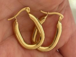 Luxus Elegante Creolen Edelstahl Ohrstecker Farbe:Gold