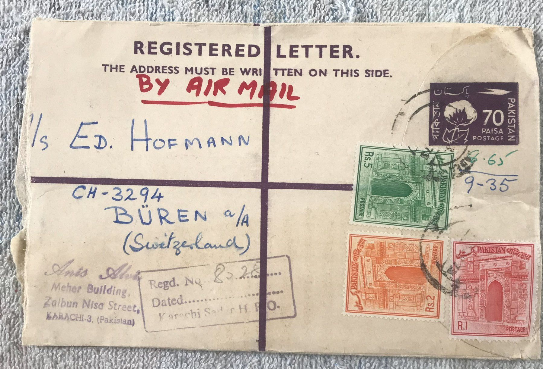 Tutti i francobolli: ANTIKER BRIEFUMSCHLAG PAKISTAN – Usato da Ostermundigen venduto da Kari1937