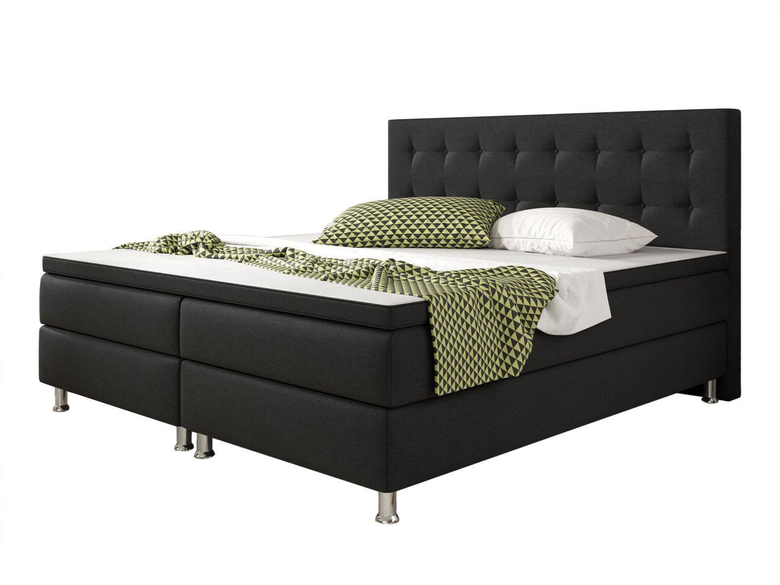 Betten: Boxspringbett 140x200 Schwarz Hotelbett Bett – Neu und originalverpackt aus Wallenwil von toesstal-vertrieb