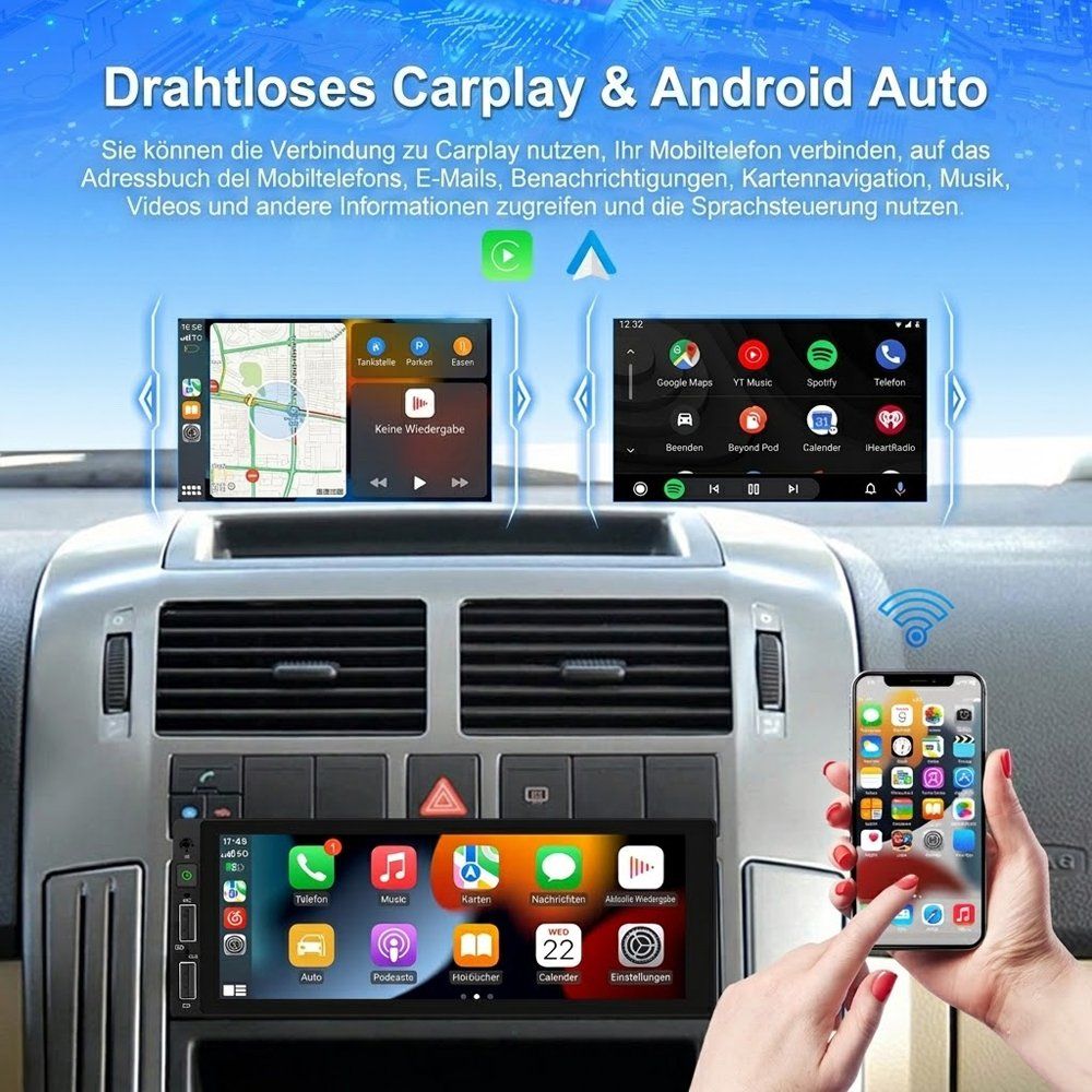 Radios: 1 DIN Carplay Wireless Autroradio Android Auto Navi FM – Neu und originalverpackt aus Chiasso von online.shop 1
