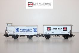 Liliput 24851+21500 gedeckte Güterwagen Bier DB SBB DC OVP