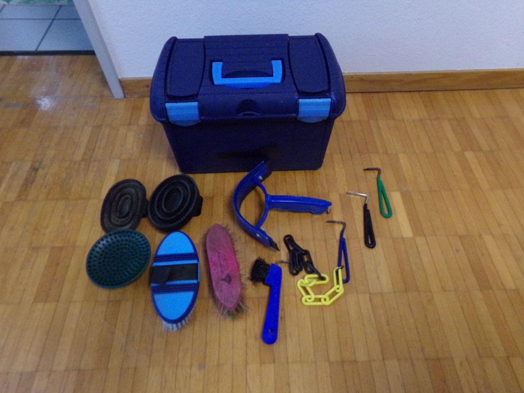 Prodotti per la cura & articoli per la pulizia: Reitbox blau mit Putzzeugs – Usato da Winterthur venduto da Jessi_di