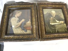 2 Bilder (Anker Motive) in schönen braun-goldigen Holzrahmen