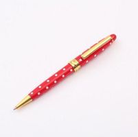 NEUER Kugelschreiber rot-weiss Polka-dot mit Gold - 81245