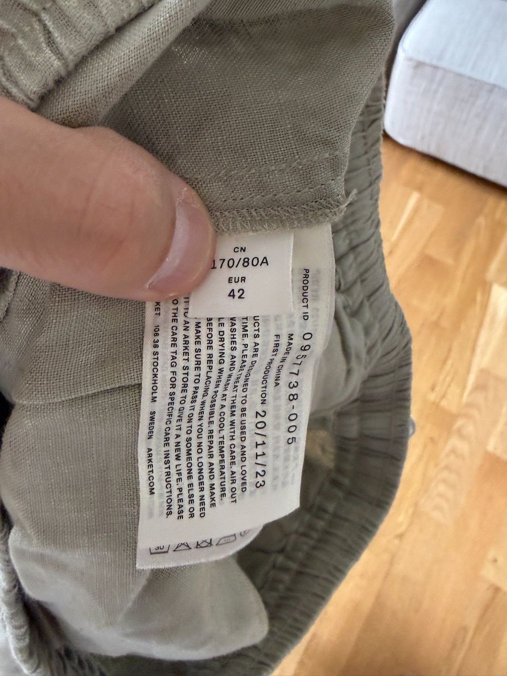 Arket Pantaloni: ARKET Leinenhose - Hellgrün / Salbei - 100% Leinen – Usato da Zürich venduto da nt7 5