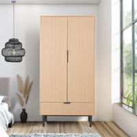 Kleiderschrank NALA modern Natur/Schwarz - 100x200cm